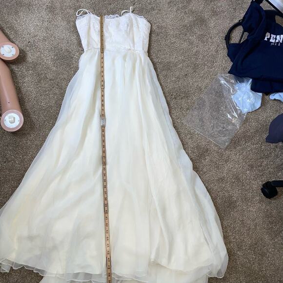 House of Bianchi wedding dress beaded sleeveless spaghetti strap IVORY SZ 10 - Picture 8 of 12